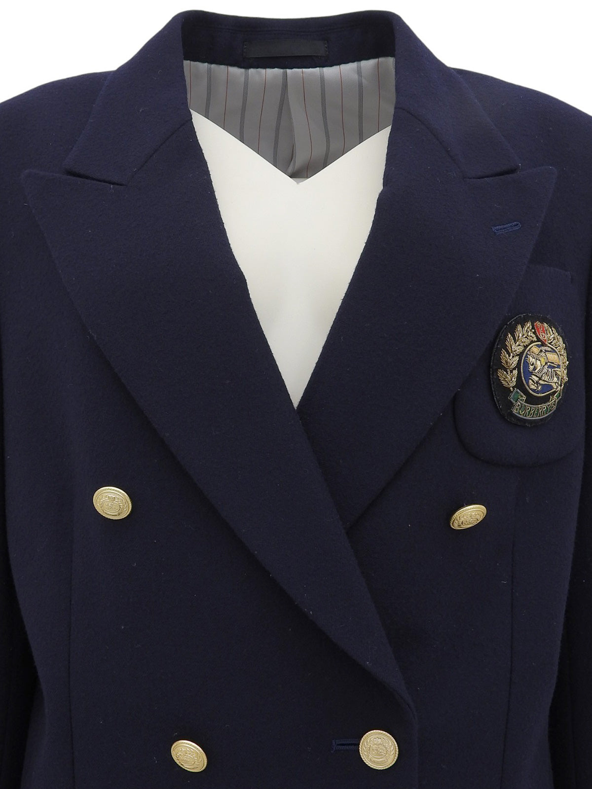 ウールロゴエンブレムワッペンダブルブレストジャケット ネイビー