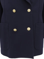 ウールロゴエンブレムワッペンダブルブレストジャケット ネイビー