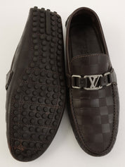 2013 Damier Hockenheim Loafers, Dark Brown