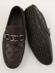 2013 Damier Hockenheim Loafers, Dark Brown