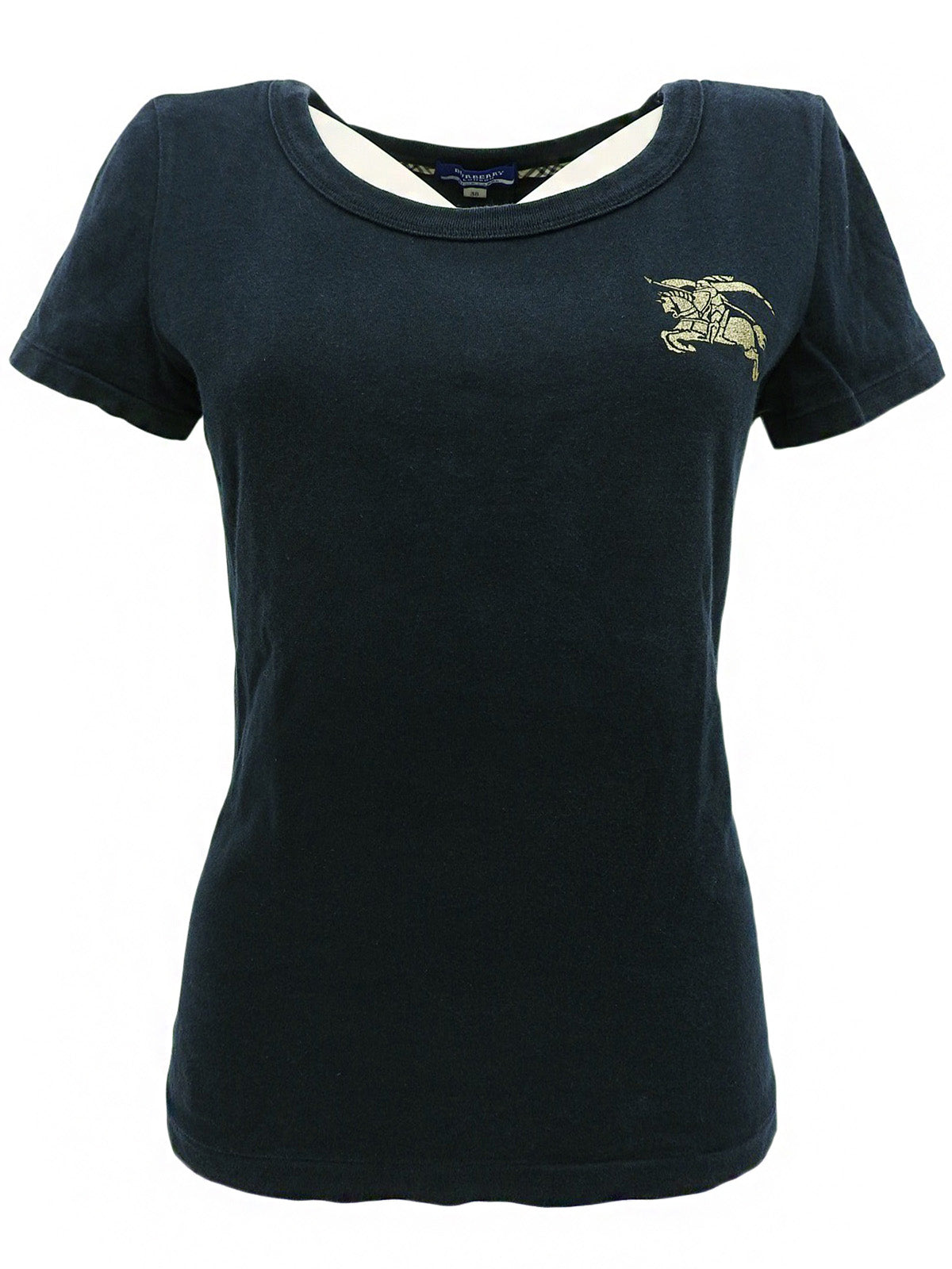 Logo Print Half Sleeve Top in Black