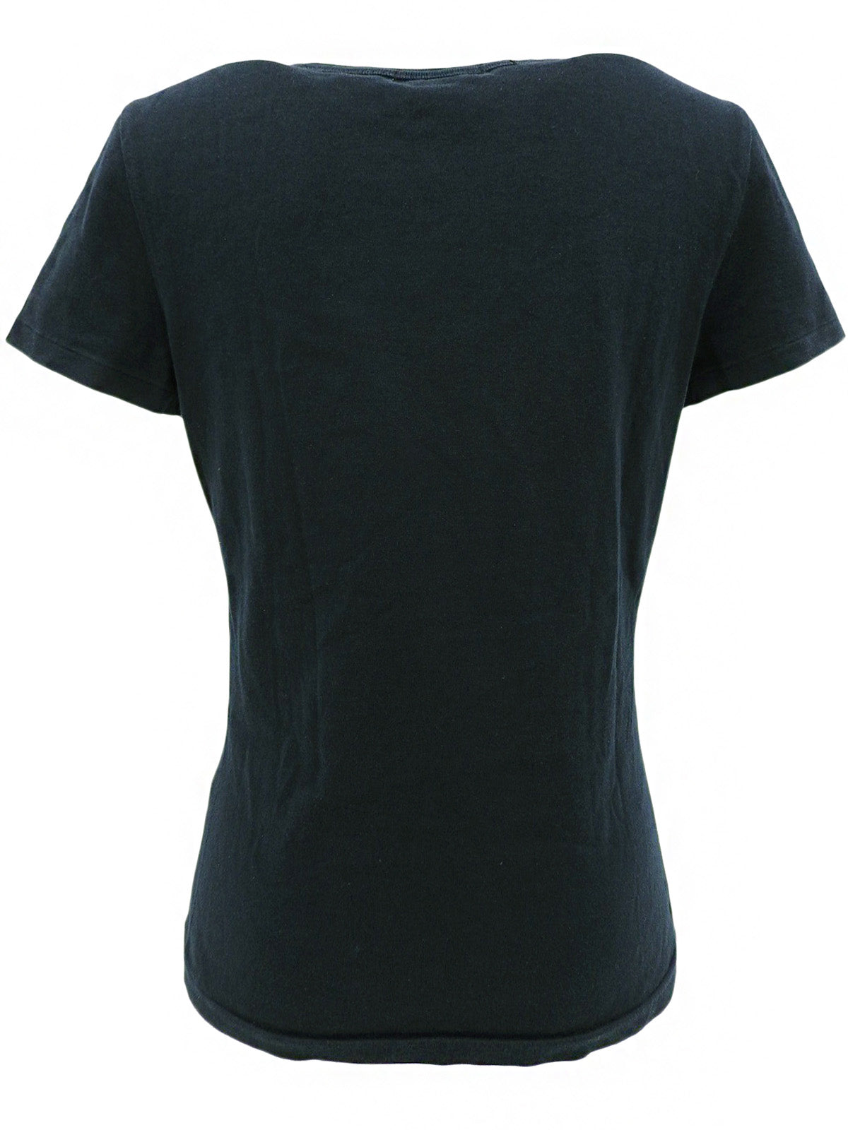 Logo Print Half Sleeve Top in Black