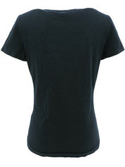 Logo Print Half Sleeve Top in Black