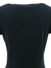 Logo Print Half Sleeve Top in Black