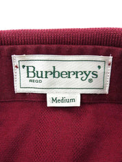 Check pattern logo embroidered polo shirt in burgundy