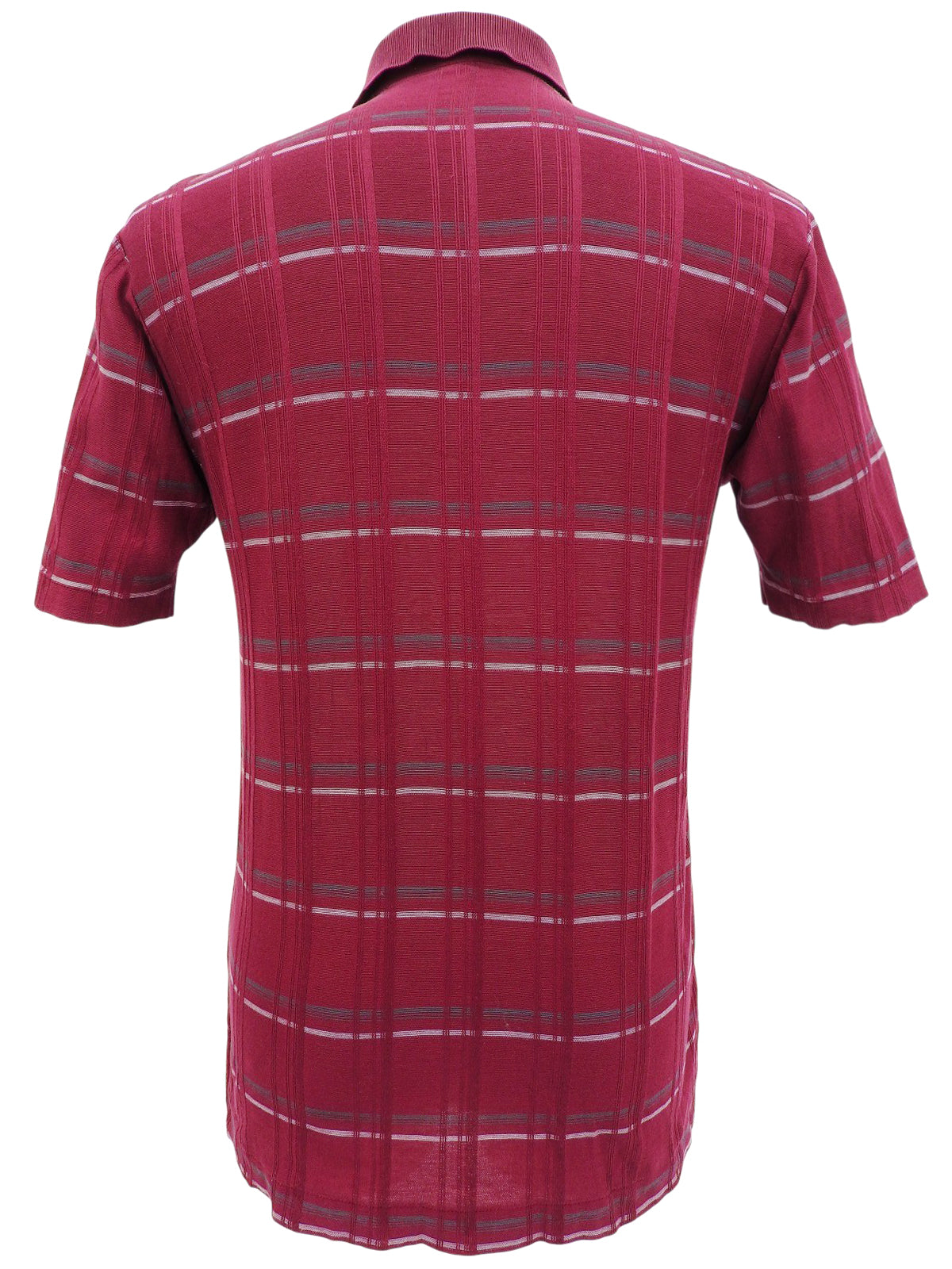 Check pattern logo embroidered polo shirt in burgundy