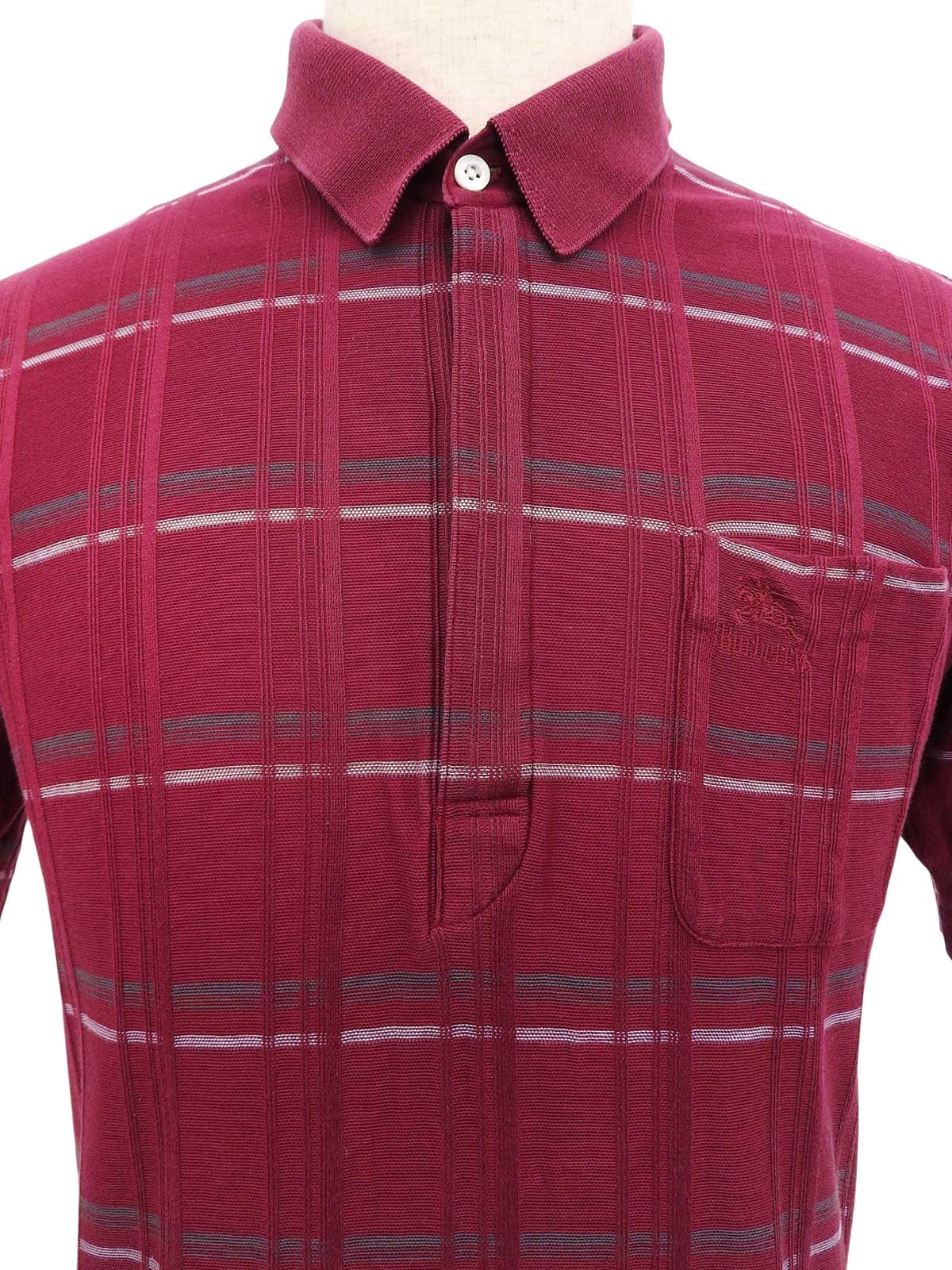 Check pattern logo embroidered polo shirt in burgundy