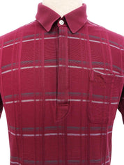 Check pattern logo embroidered polo shirt in burgundy