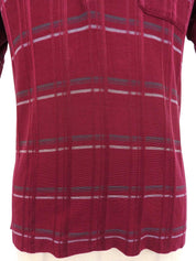 Check pattern logo embroidered polo shirt in burgundy