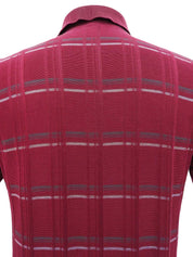Check pattern logo embroidered polo shirt in burgundy