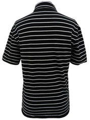 ボーダーパターンロゴ刺繍ポロシャツ ブラック/ホワイト