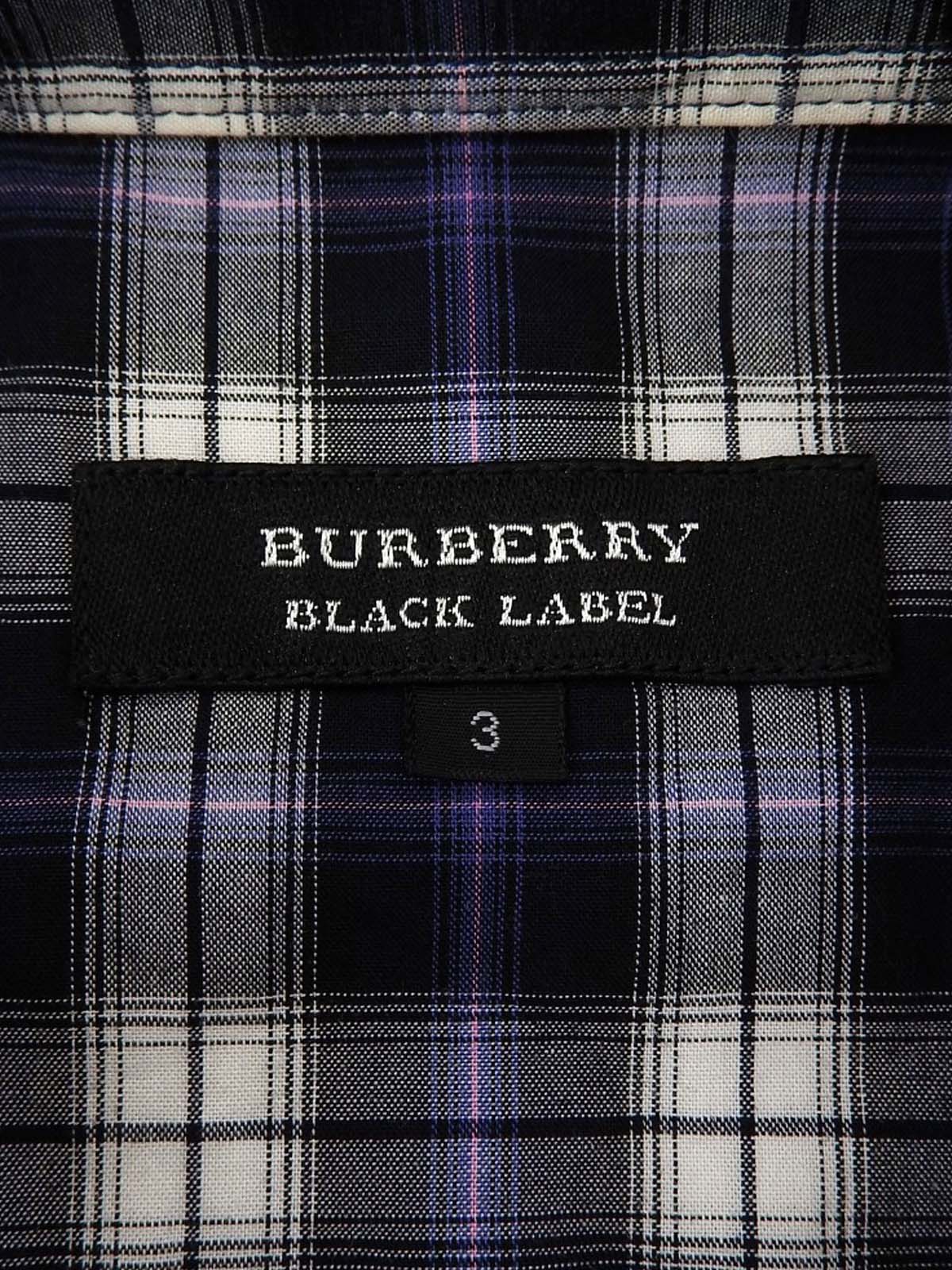 Check pattern logo embroidered half sleeve shirt in gray/navy/white