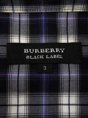 Check pattern logo embroidered short sleeve shirt in gray/navy/white