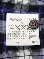 Check pattern logo embroidered half sleeve shirt in gray/navy/white