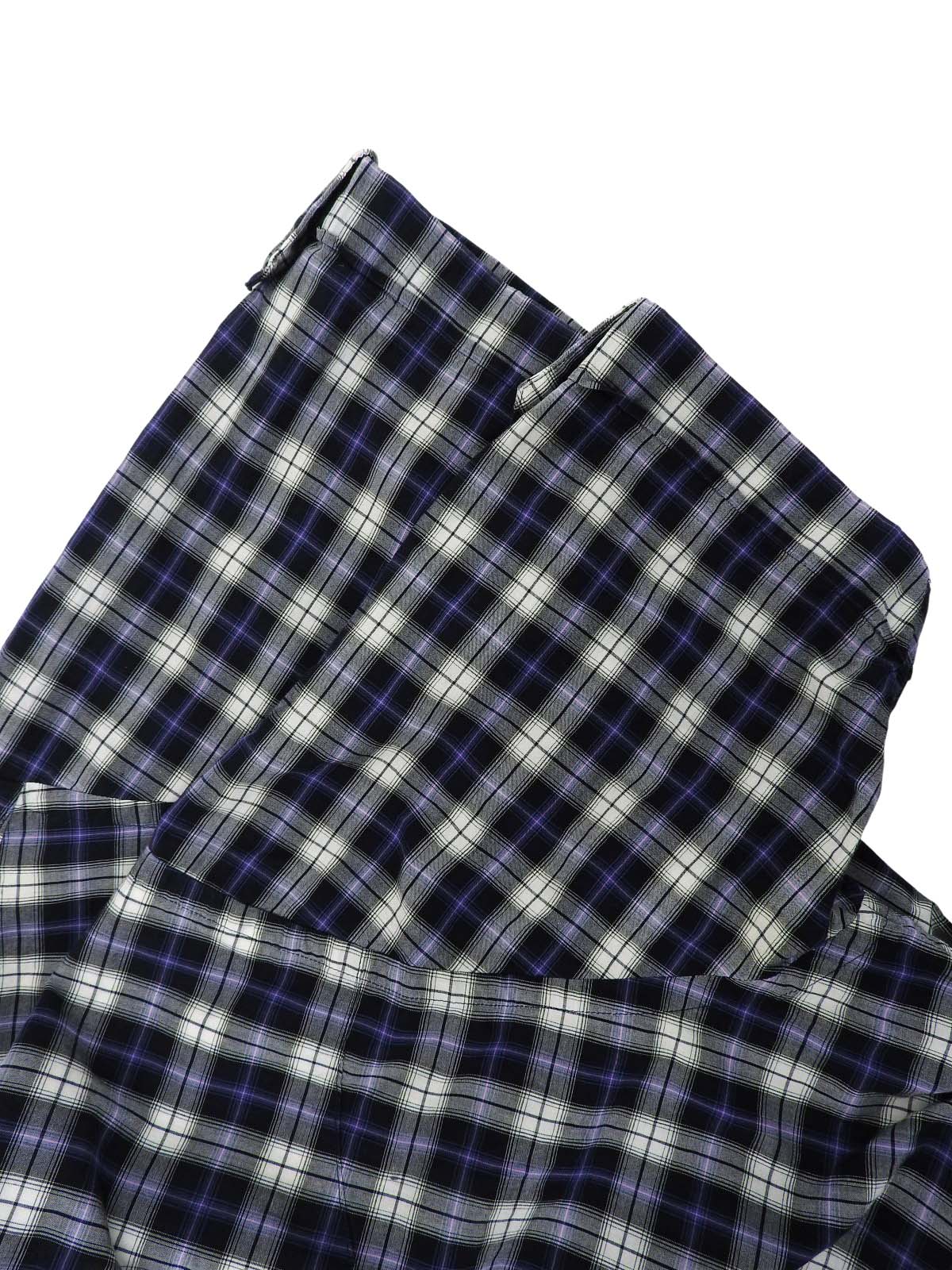 Check pattern logo embroidered half sleeve shirt in gray/navy/white