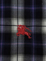 Check pattern logo embroidered short sleeve shirt in gray/navy/white