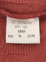 ウールロゴVネックニットトップス ピンク/グリーン