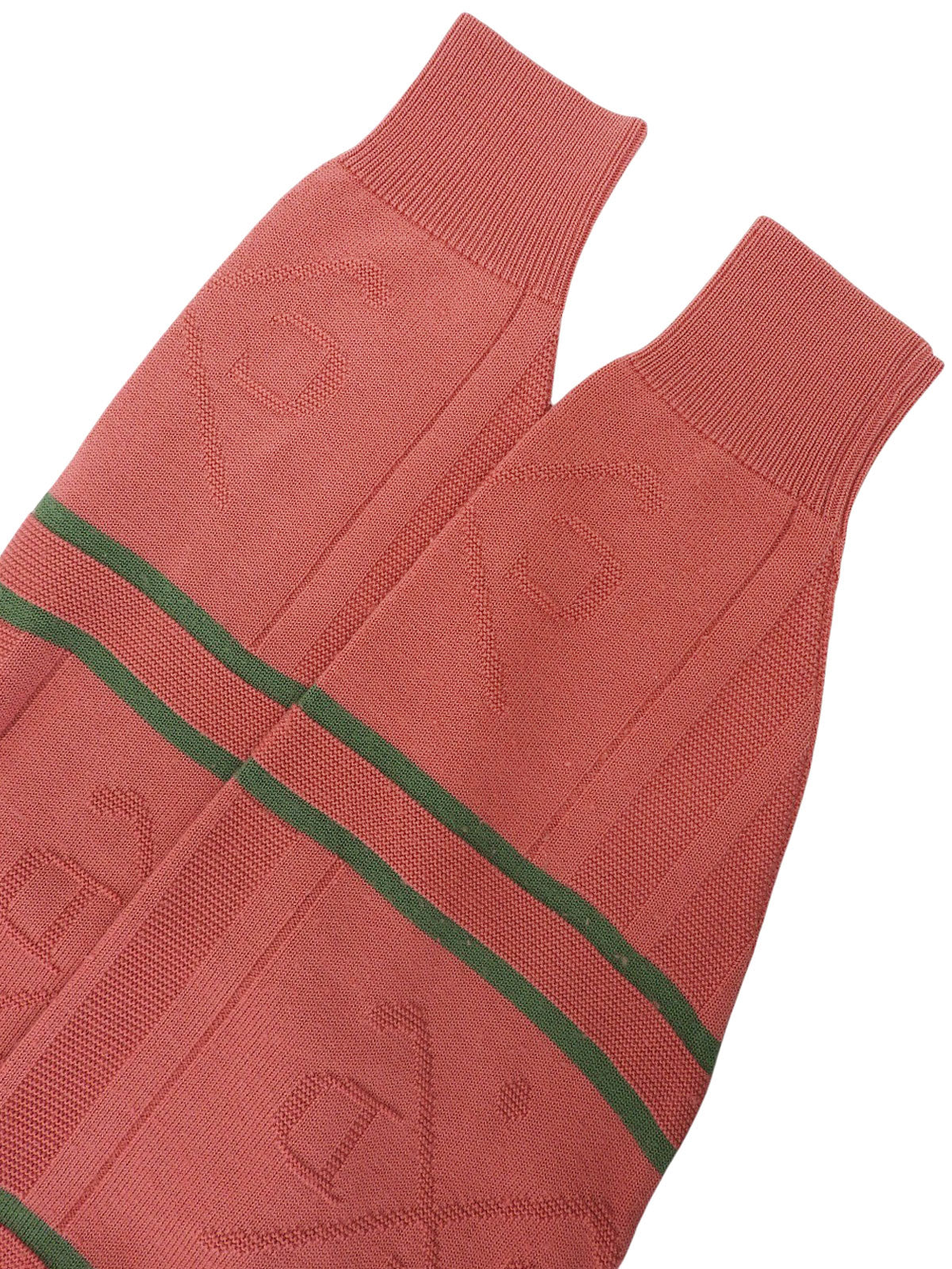 ウールロゴVネックニットトップス ピンク/グリーン