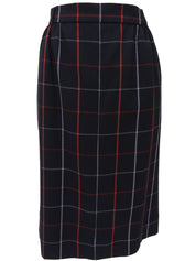 ウールチェックパターンスカート ネイビー/レッド