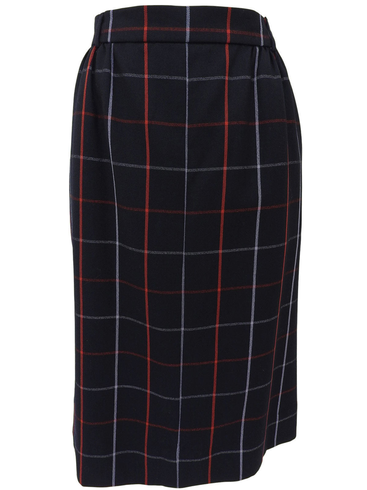 Wool Check Pattern Skirt Navy/Red