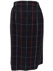 Wool Check Pattern Skirt Navy/Red