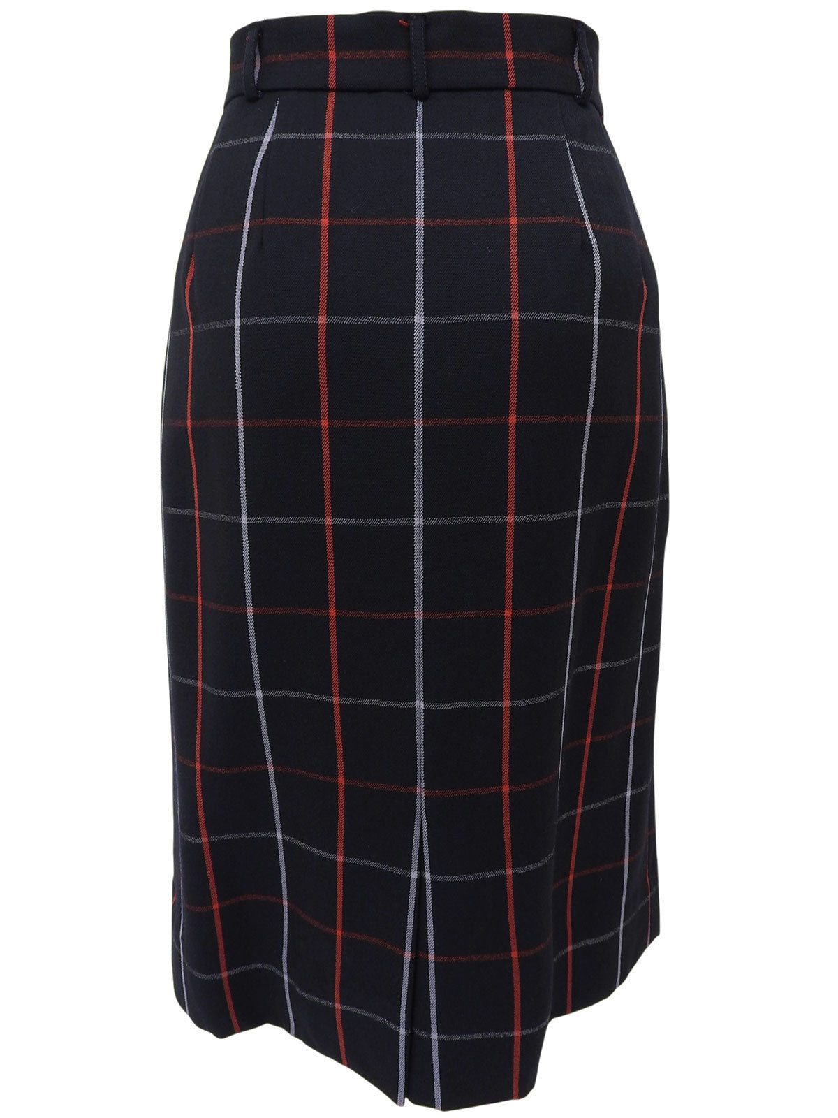 Wool Check Pattern Skirt Navy/Red