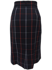 Wool Check Pattern Skirt Navy/Red
