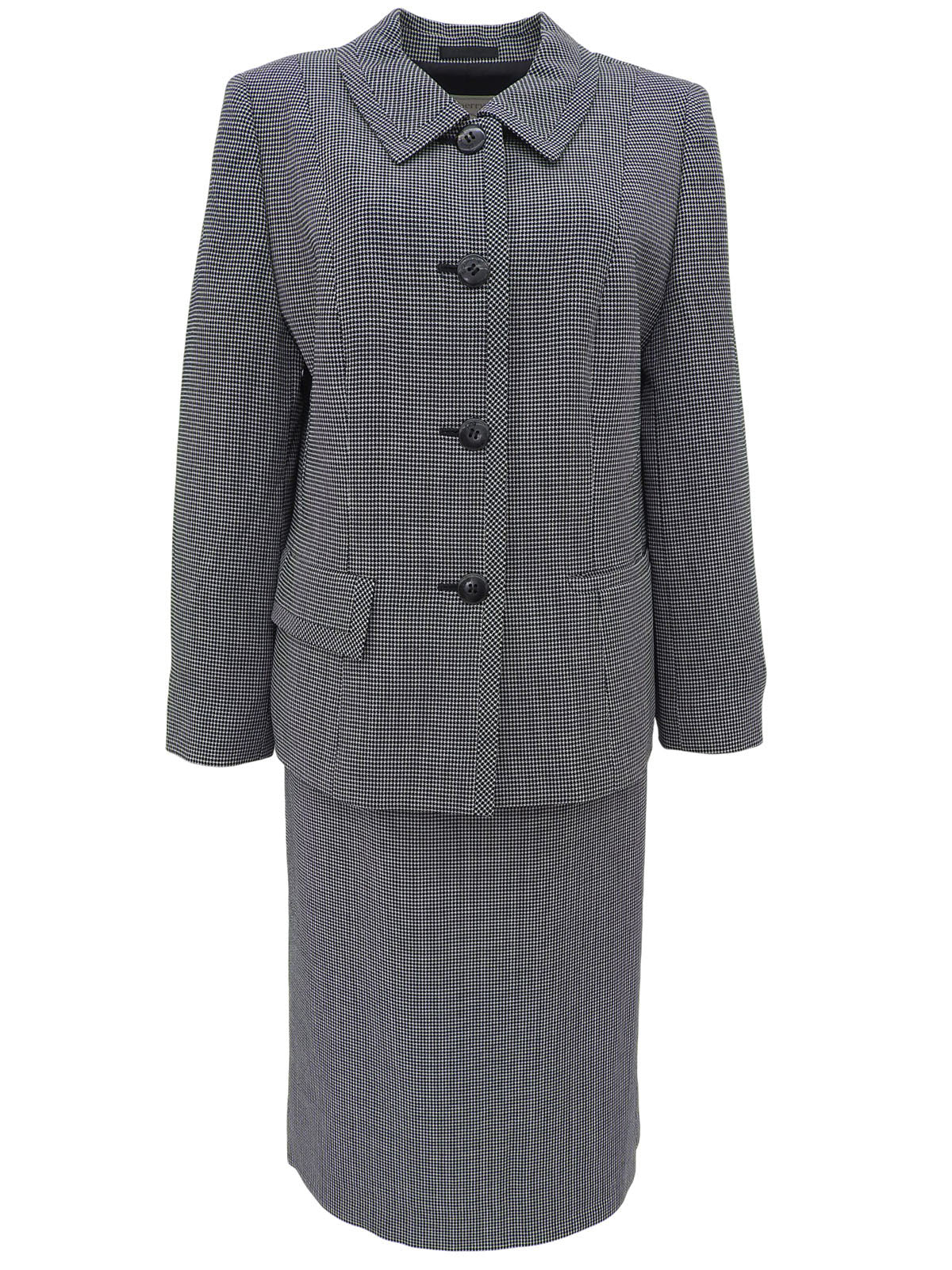 ハウンドトゥースパターンロゴボタンセットアップ ブラック/ホワイト