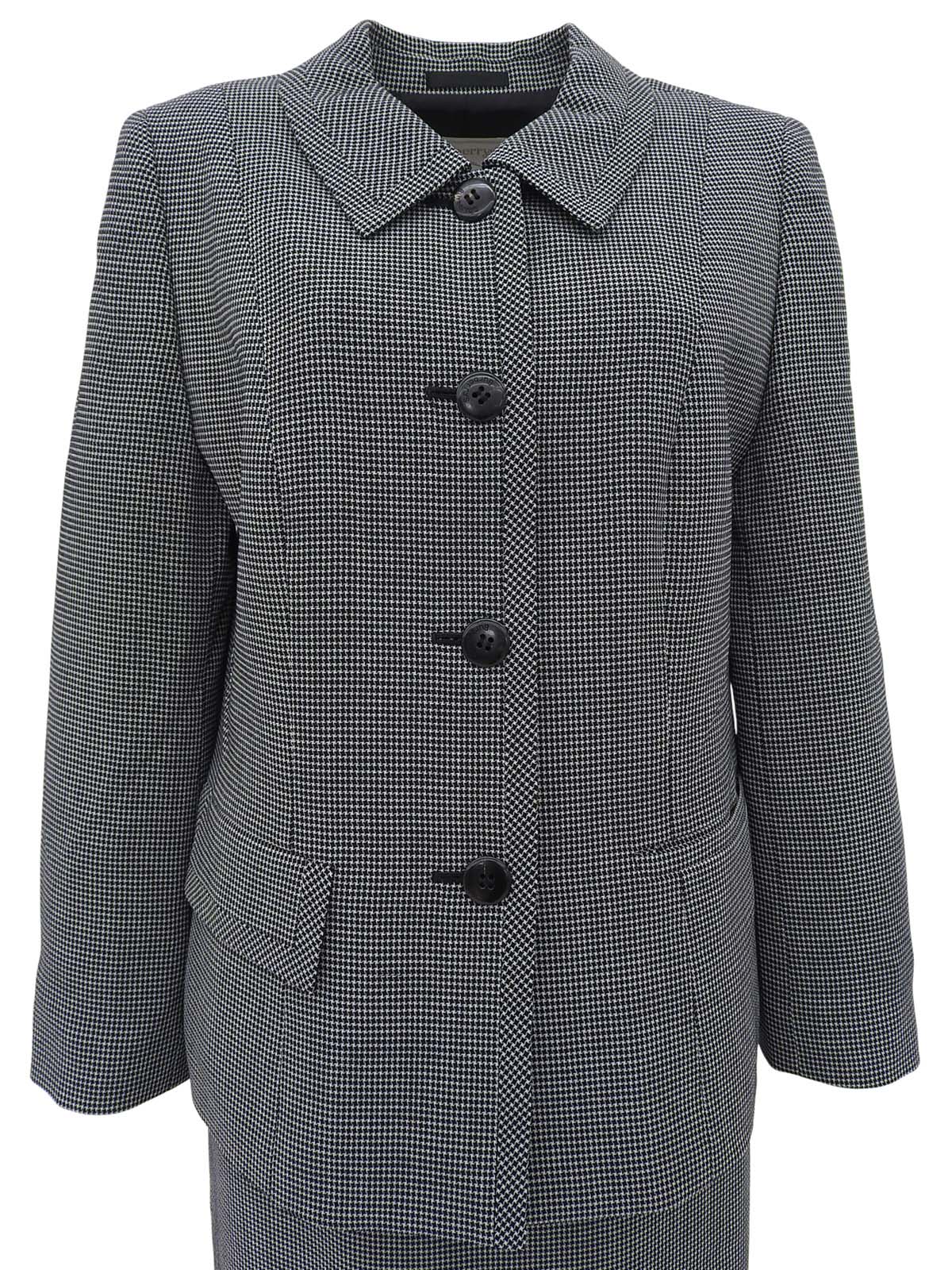 ハウンドトゥースパターンロゴボタンセットアップ ブラック/ホワイト