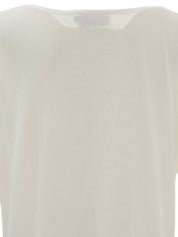 Cotton logo embroidered short sleeve top in white