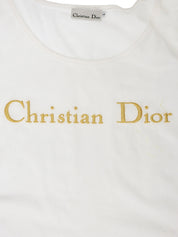 Cotton logo embroidered short sleeve top in white