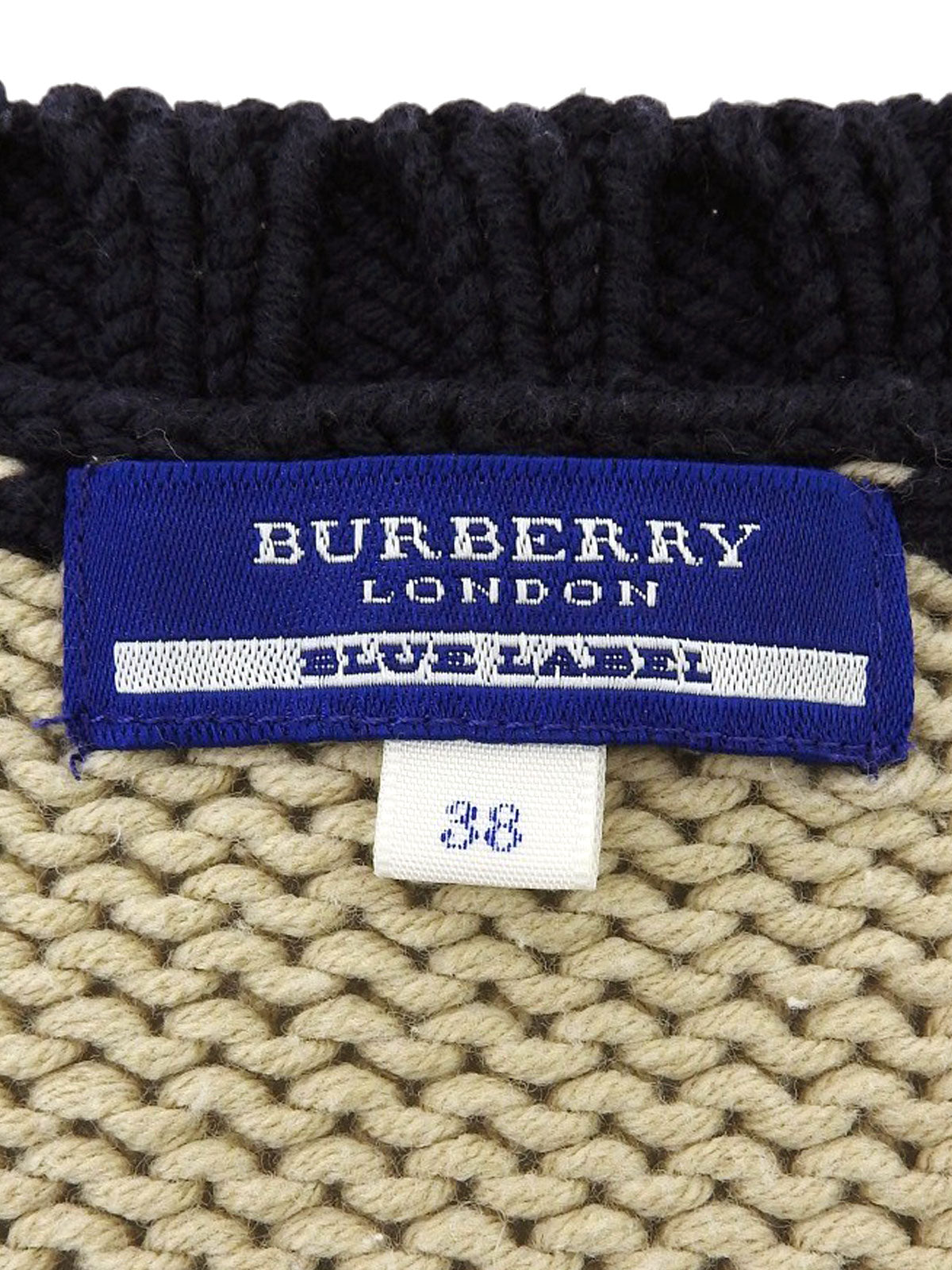 Cotton striped knit sweater in navy/ivory