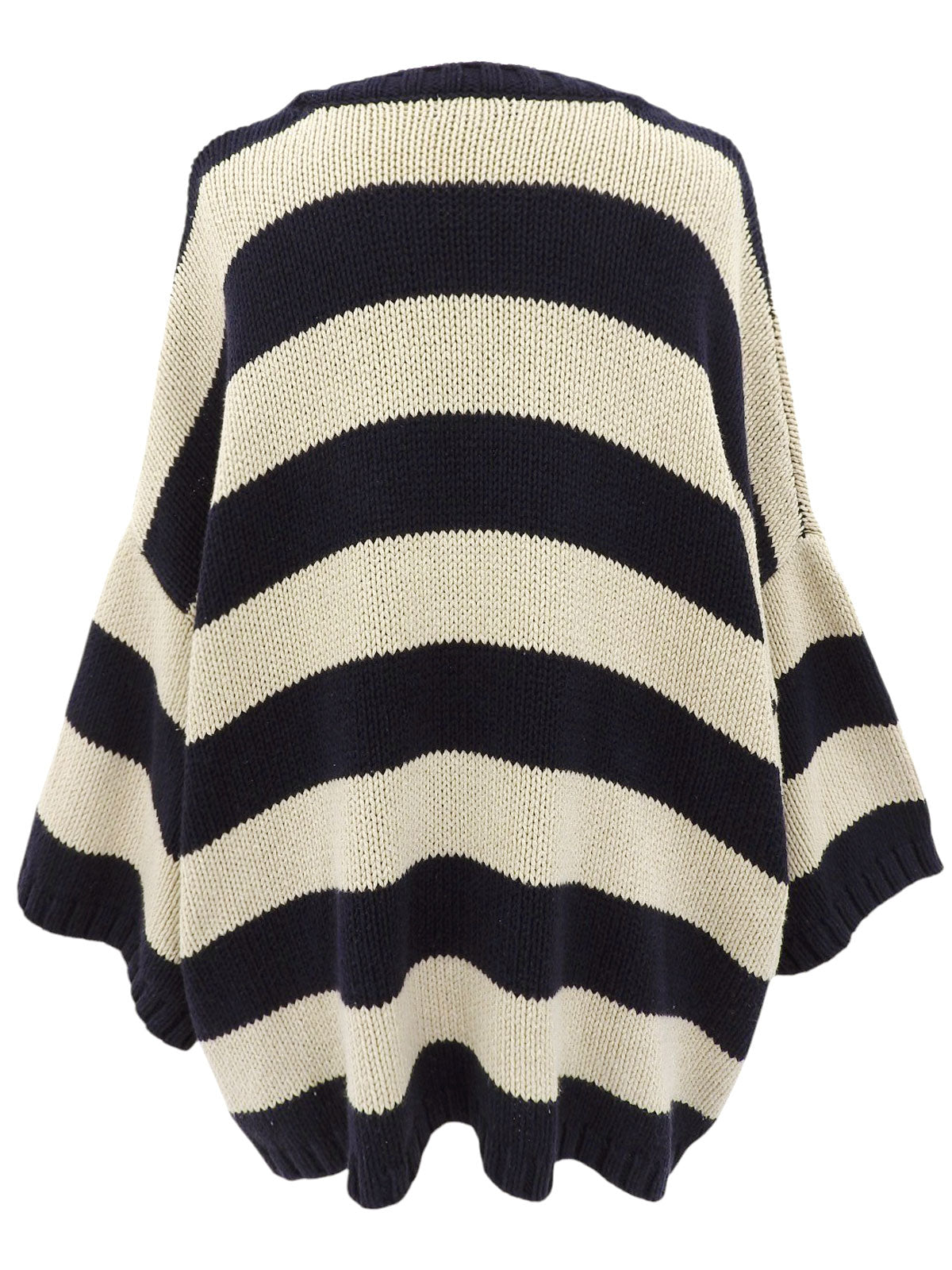 Cotton striped knit sweater in navy/ivory