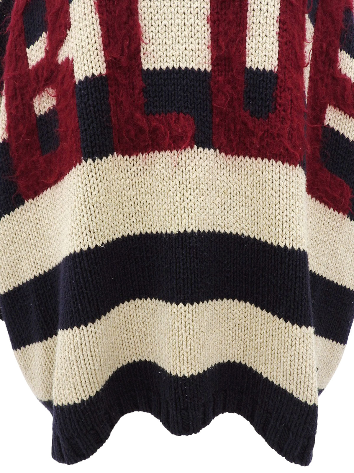 コットンボーダーパターンニットセーター ネイビー/アイボリー