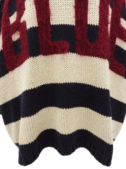 コットンボーダーパターンニットセーター ネイビー/アイボリー