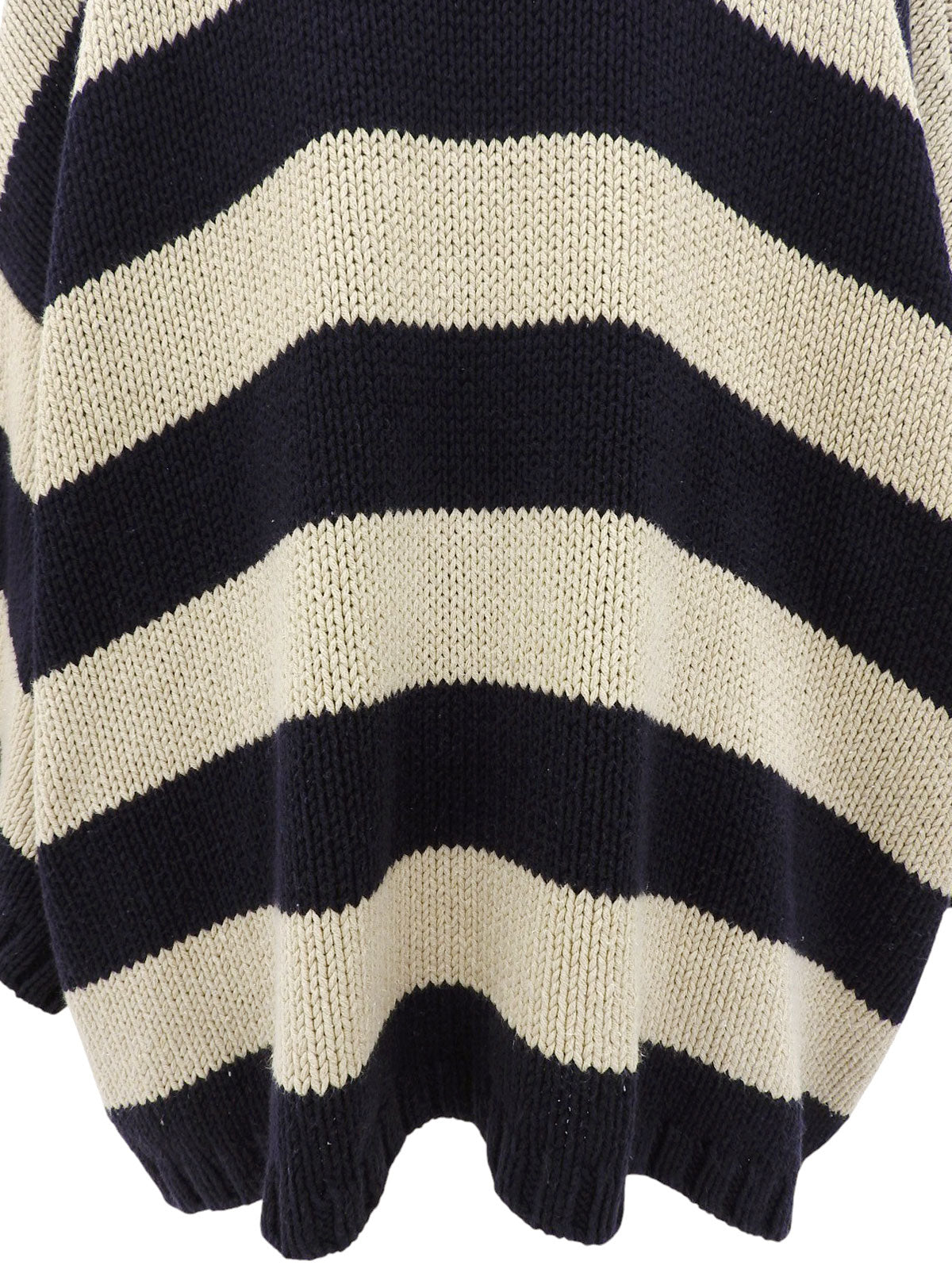 Cotton striped knit sweater in navy/ivory