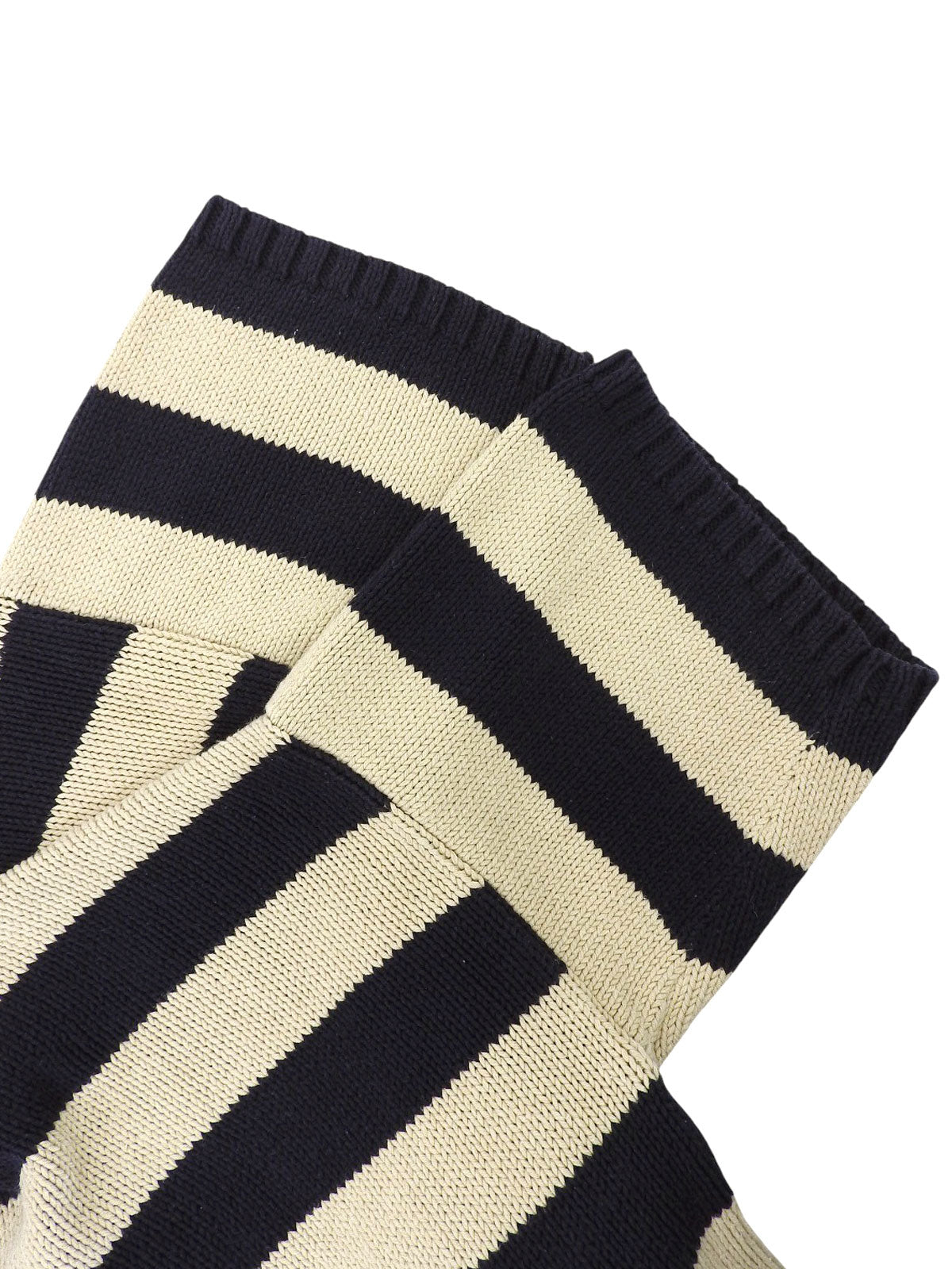 Cotton striped knit sweater in navy/ivory