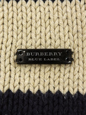 Cotton striped knit sweater in navy/ivory