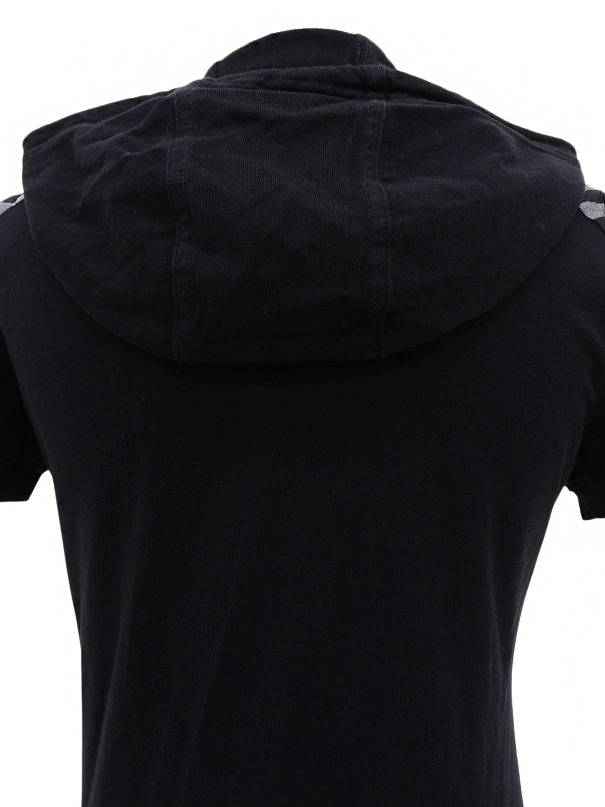 ロゴ刺繍ジップアップ半袖パーカー ブラック