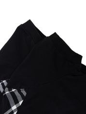 Logo Embroidered Zip-Up Half Sleeve Hoodie in Black