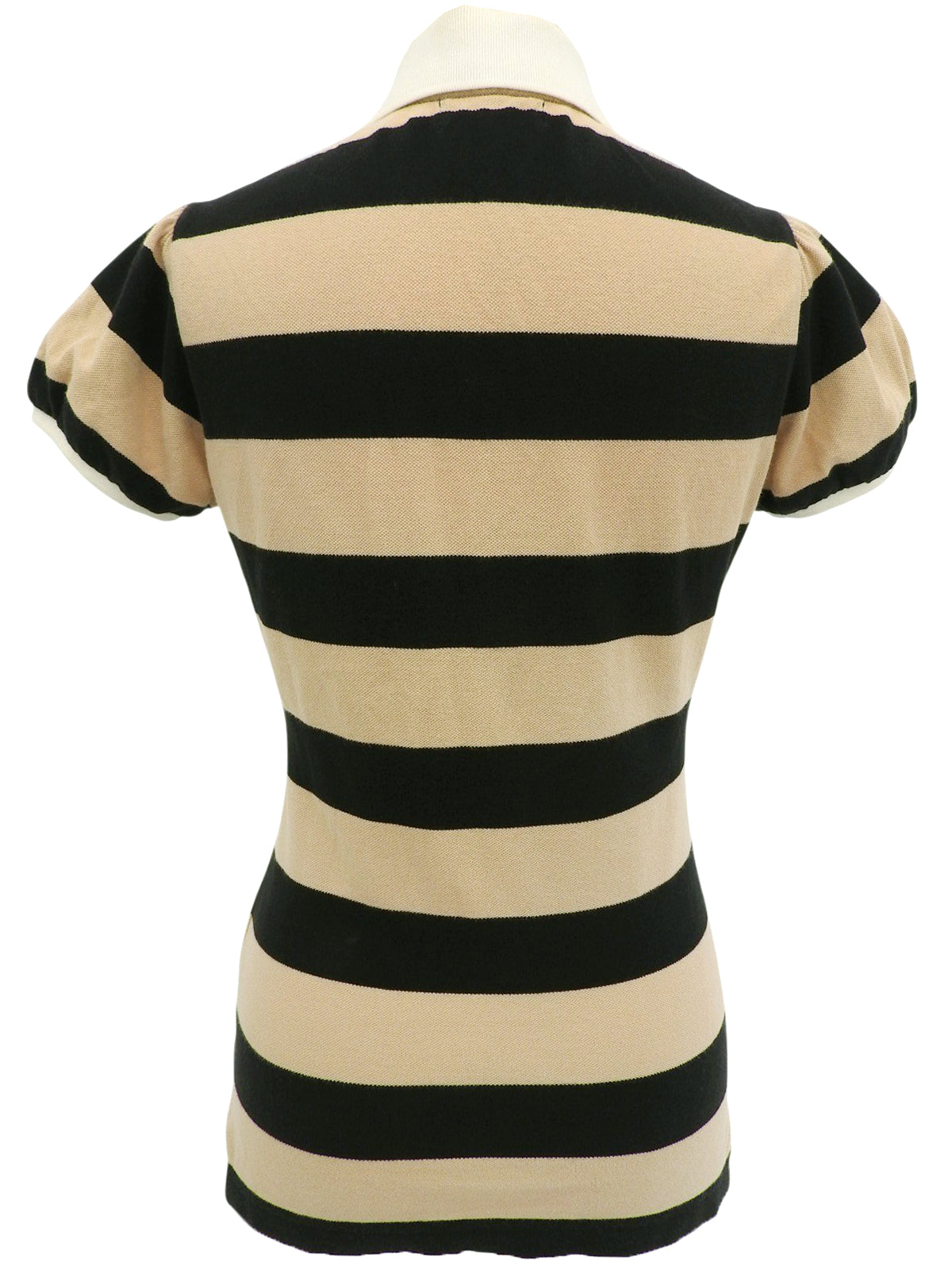 ボーダーパターンロゴ刺繍ポロシャツ ベージュ/ブラック