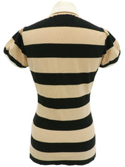 ボーダーパターンロゴ刺繍ポロシャツ ベージュ/ブラック