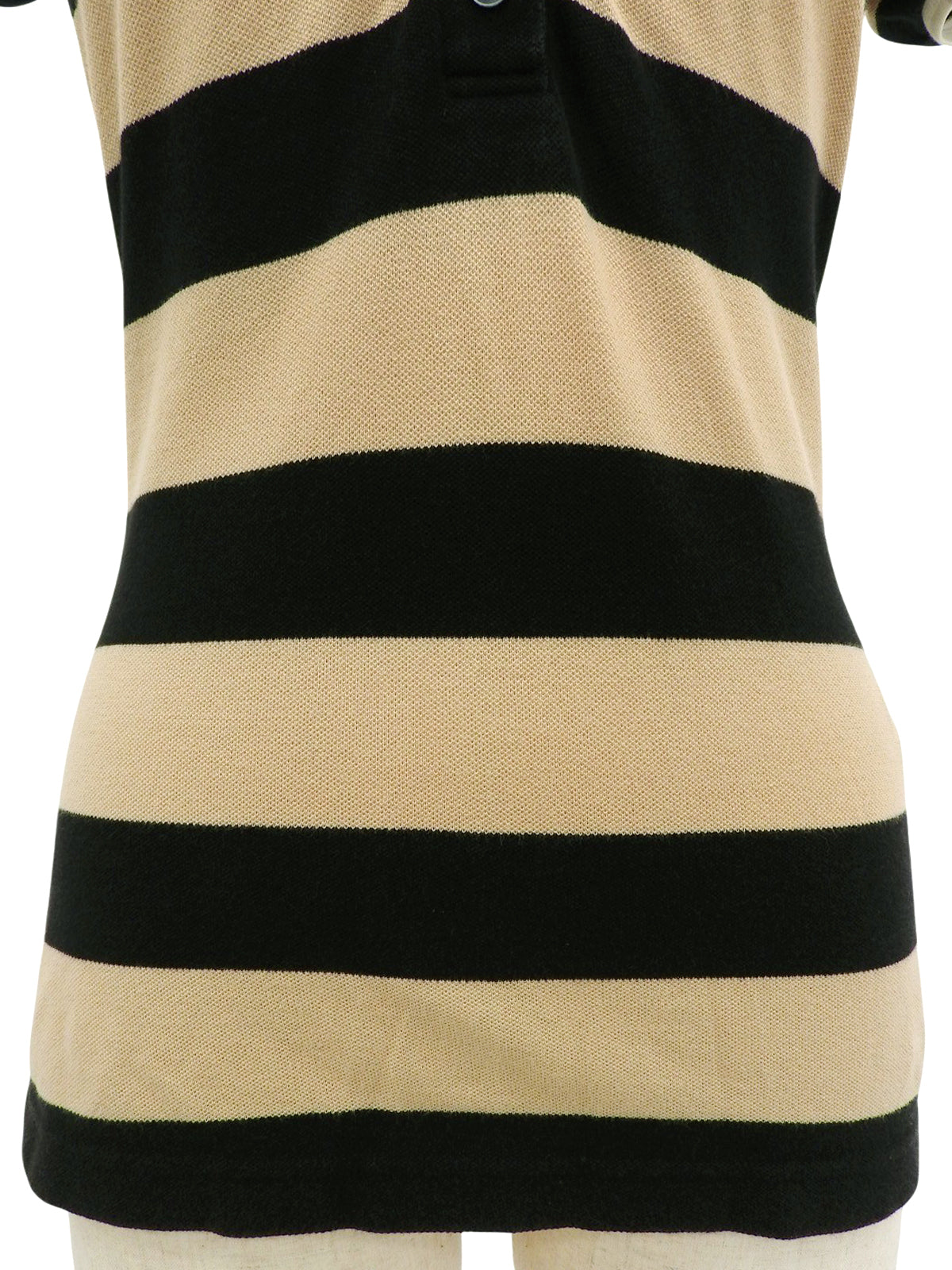 ボーダーパターンロゴ刺繍ポロシャツ ベージュ/ブラック