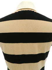 ボーダーパターンロゴ刺繍ポロシャツ ベージュ/ブラック