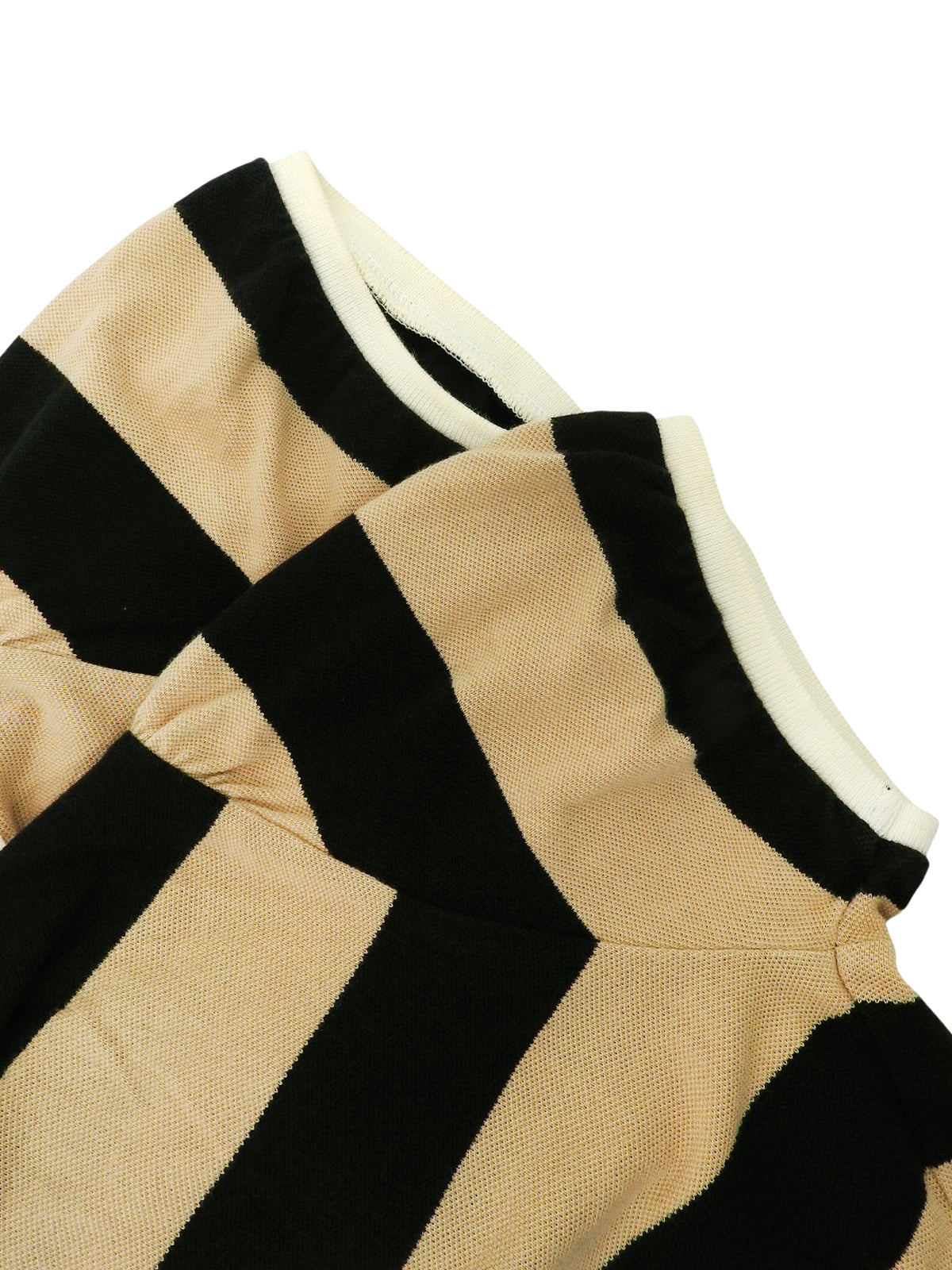 ボーダーパターンロゴ刺繍ポロシャツ ベージュ/ブラック