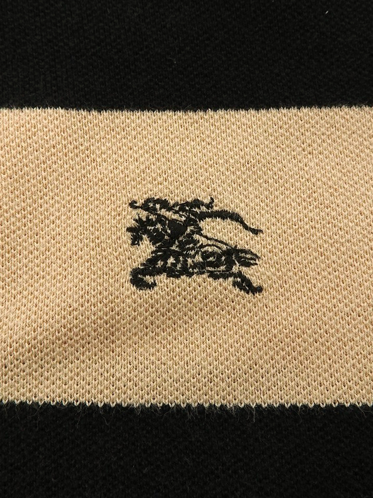 ボーダーパターンロゴ刺繍ポロシャツ ベージュ/ブラック