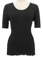 ウールガンチーニプレートハーフスリーブトップス　ブラック