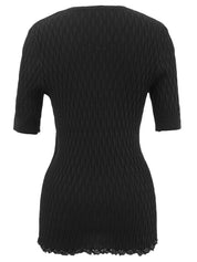 ウールガンチーニプレートハーフスリーブトップス　ブラック