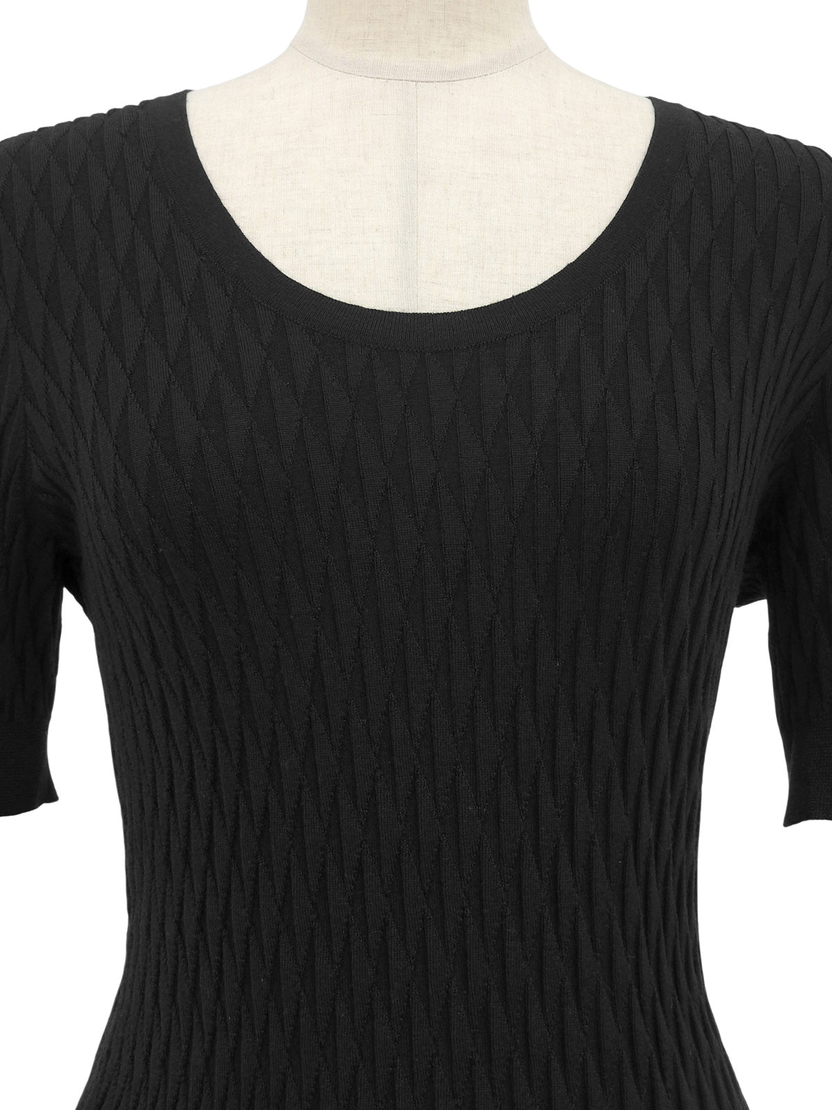 ウールガンチーニプレートハーフスリーブトップス　ブラック