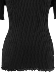 ウールガンチーニプレート半袖トップス ブラック